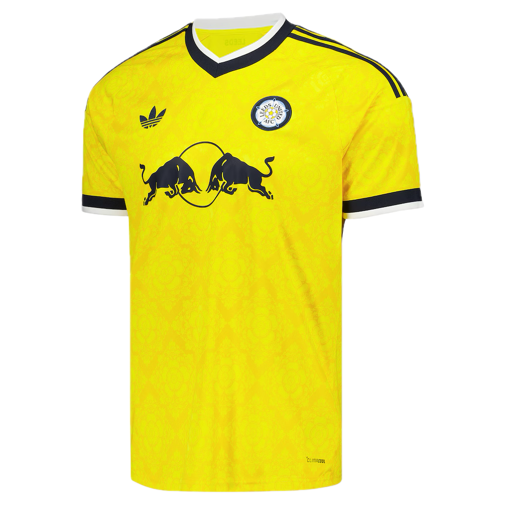 Maillot extérieur adidas de Leeds United 2026/27 jaune EQT avec rose blanche et col en V