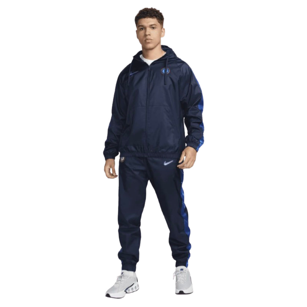 Survêtement Nike Chelsea 2024/25 bleu marine, tissé, avec capuche, veste et pantalon