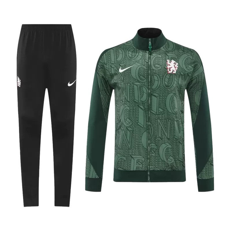 Veste de survêtement Nike verte de Chelsea 2025/26 avec écusson du club