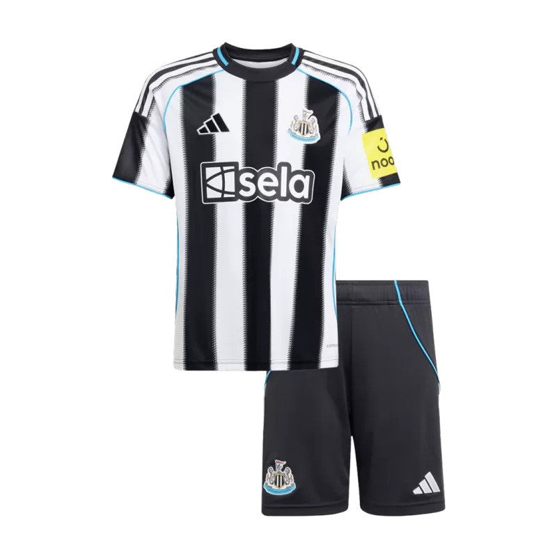 Kit adidas Newcastle United domicile 2025/26 pour enfant, maillot rayé et short