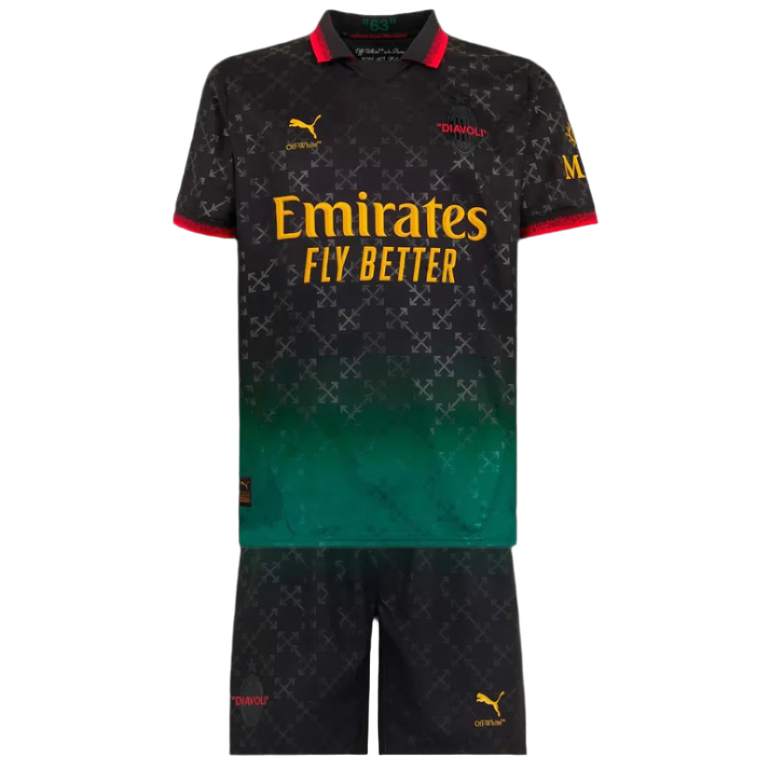 Quatrième maillot enfant PUMA x Off-White de l’AC Milan 2024/25, noir et vert