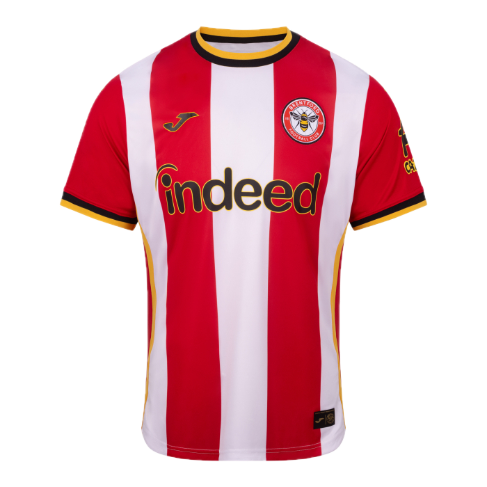 Maillot domicile Joma de Brentford 2026/27 rayé rouge et blanc avec détails jaune miel