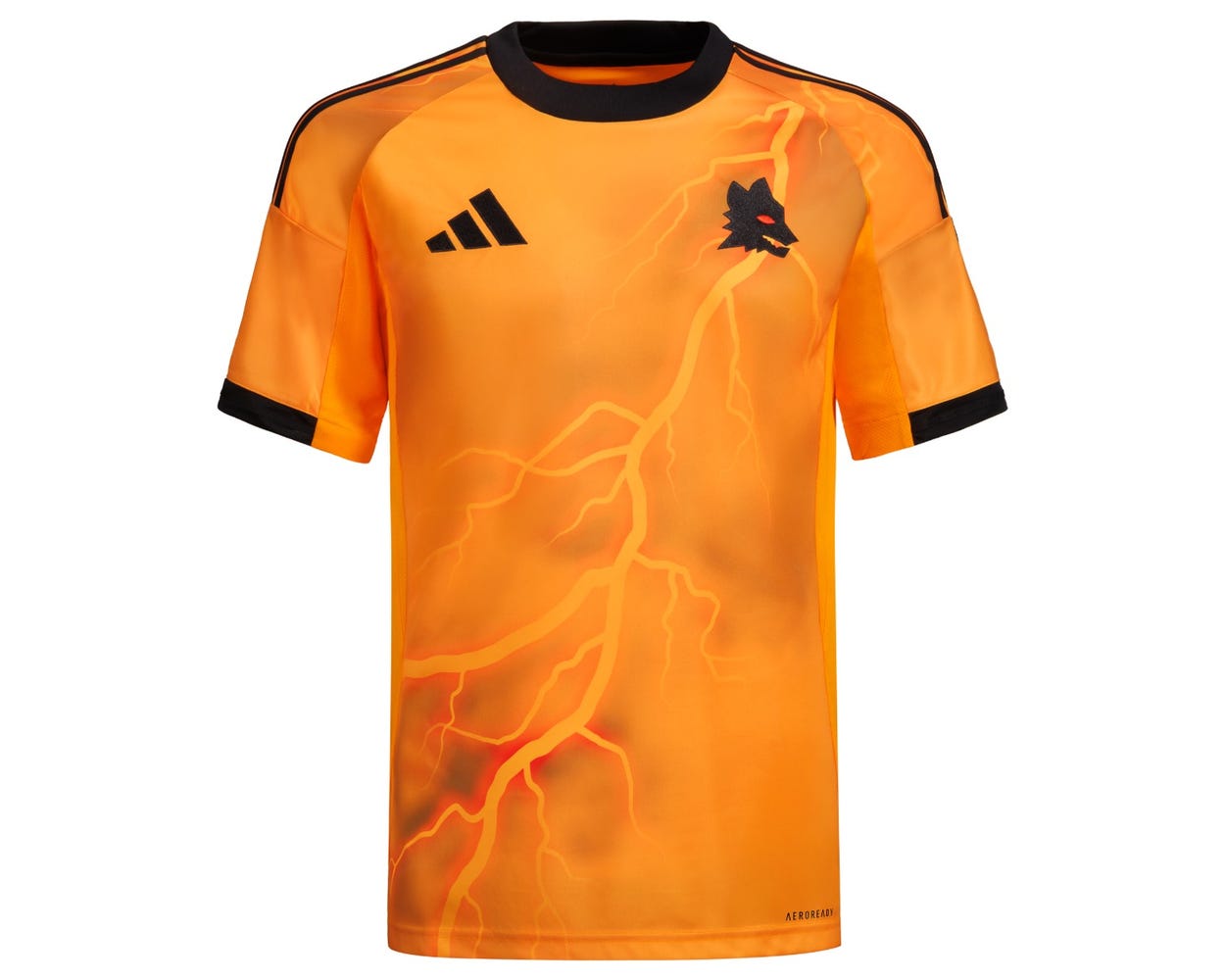 Maillot extérieur adidas de l’AS Roma 2025/26 pour homme, orange avec motif d’éclairs