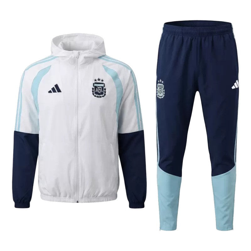 Survêtement adidas Argentine 2026 blanc avec sweat à capuche et pantalon assorti