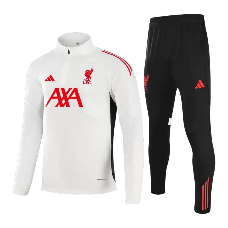 Survêtement blanc adidas de Liverpool 2025/26 avec veste à col zippé et pantalon