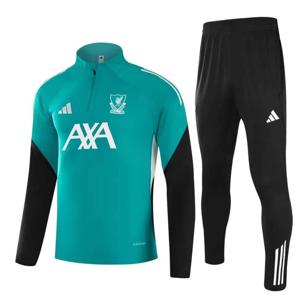 Survêtement adidas vert de Liverpool 2025/26 avec haut à fermeture zippée 1/4