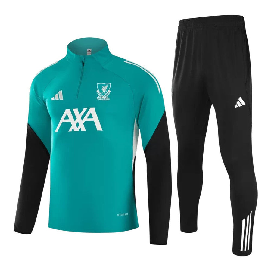 Survêtement adidas vert de Liverpool 2025/26 avec haut à fermeture zippée 1/4