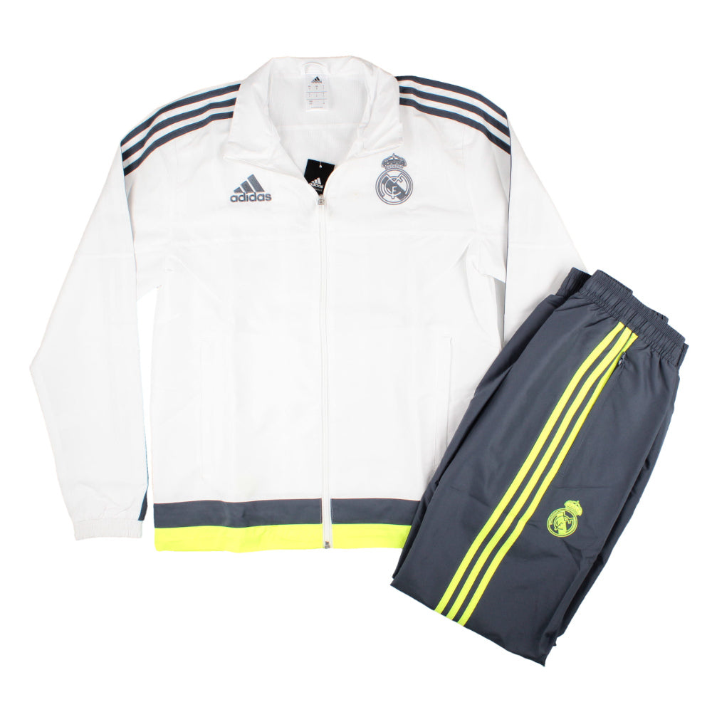 Survêtement adidas du Real Madrid 2015/16 blanc en taille adulte S, avec veste à écusson