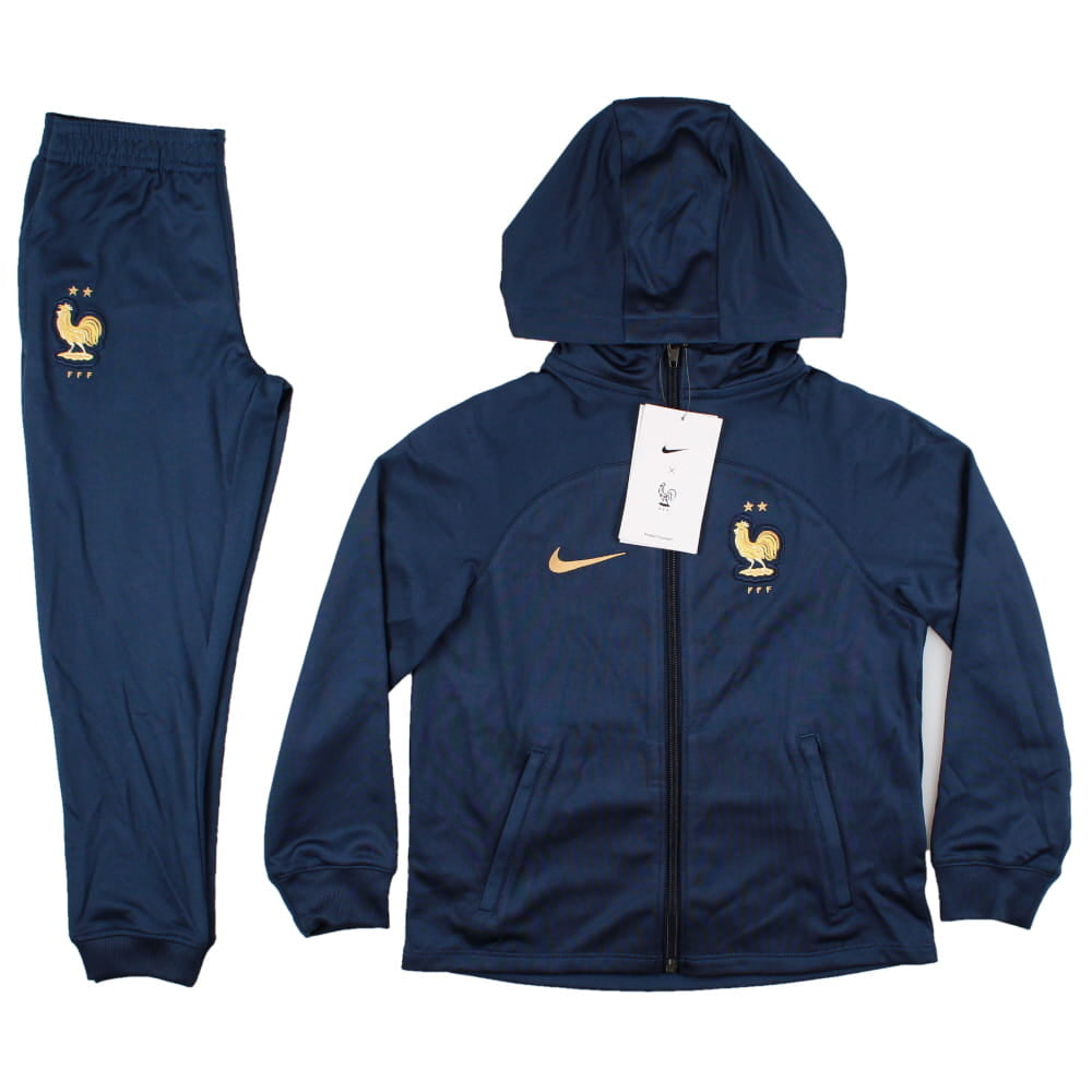 Survêtement enfant bleu marine Nike France Strike Dri-FIT 2022/23 à capuche