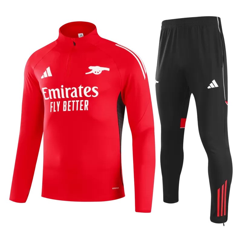 Survêtement rouge adidas d’Arsenal 2025/26 avec haut à col zippé au quart