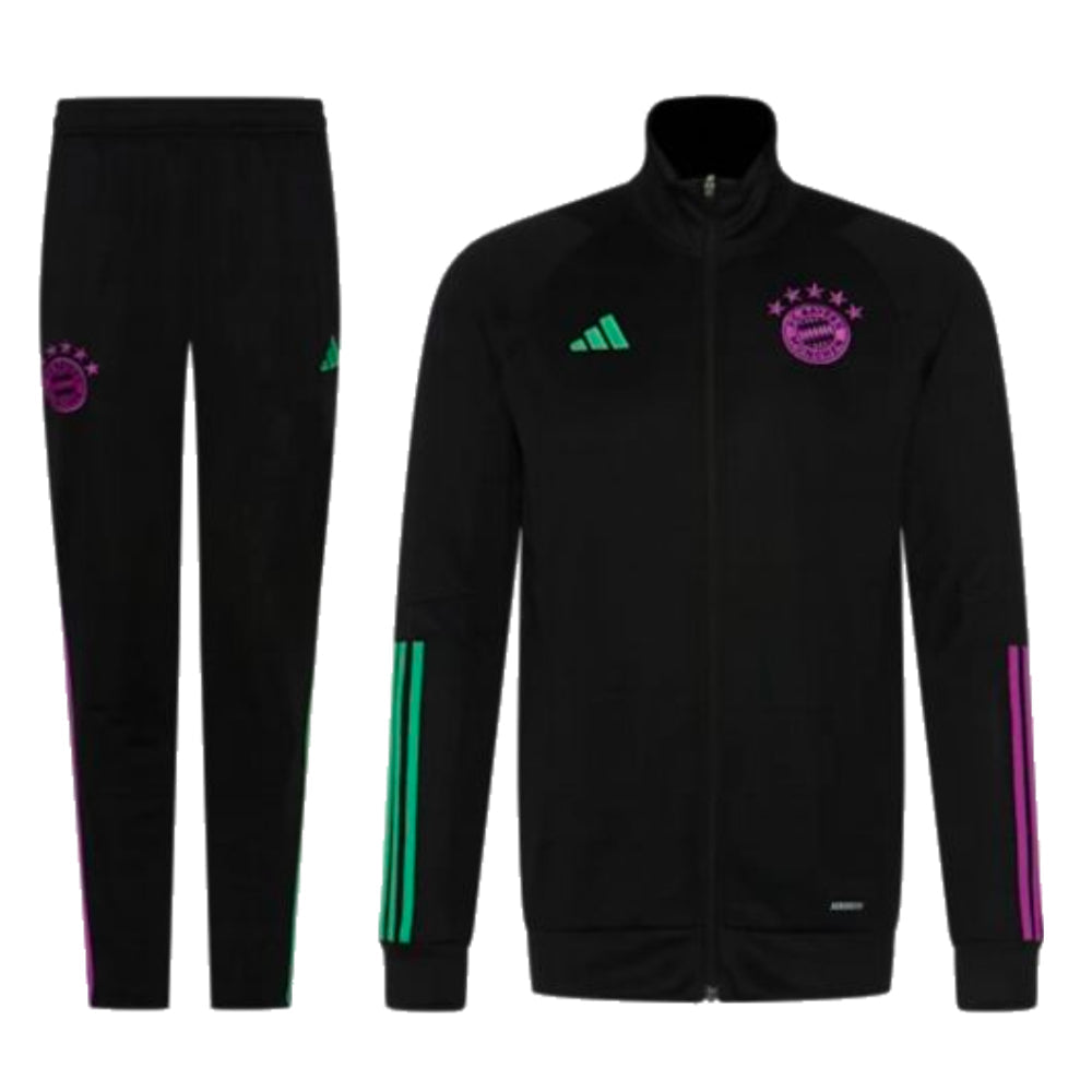 Survêtement enfant adidas Bayern Munich 2023/24 noir avec détails verts et violets