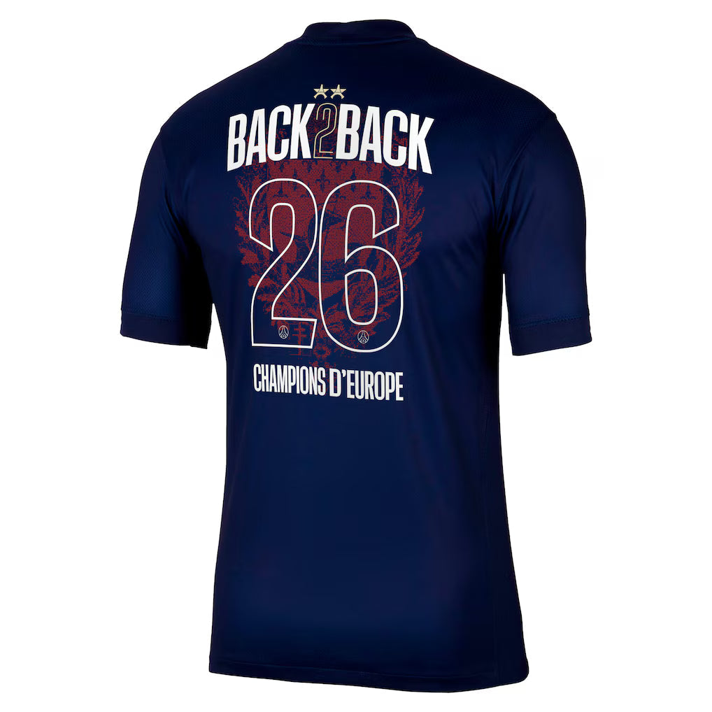 Maillot domicile Nike du PSG 2025/26, édition commémorative à deux étoiles