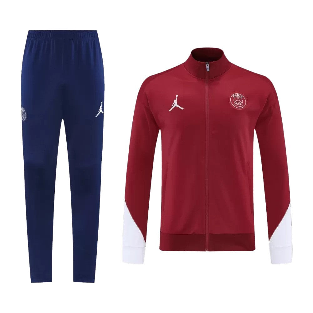 Veste de survêtement rouge Nike du PSG 2025/26 avec écusson du club